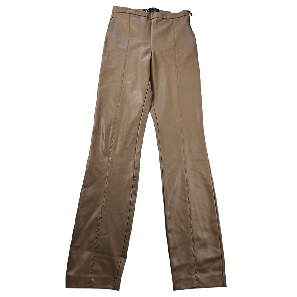 New York & Company Faux Leather Ankle Cropped Pants in Brown